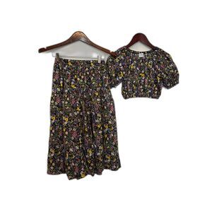 PAADE MODE Kids' Floral Cotton Skirt/Top SET